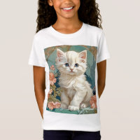 Alphonse Mucha Style White Cat