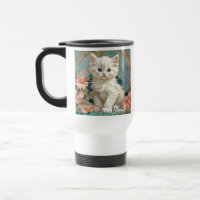 Alphonse Mucha Style White Cat