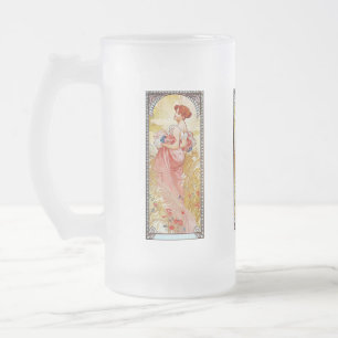 Alphonse Mucha Summer Frosted Glass Beer Mug