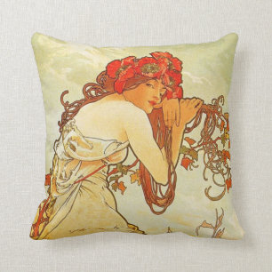 Alphonse Mucha Summer Pillow