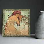 Alphonse Mucha Summer Season Art Nouveau Vintage Tile<br><div class="desc">This ceramic tile is part of a set of four (Summer, Four Seasons) inspired by the iconic Art Nouveau era of the renowned Czech artist Alphonse Mucha. Mucha is widely recognised as one of the leading Art Nouveau designers and is known for his collaborations with the legendary actress Sarah Bernhardt....</div>
