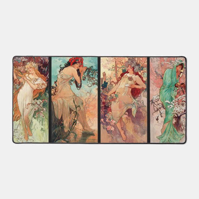 Alphonse Mucha, The Four Seasons (1896)  Desk Mat (Front)