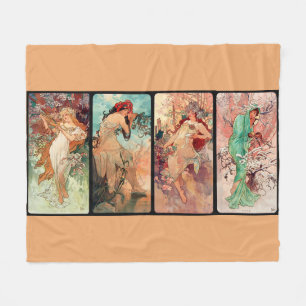 Alphonse Mucha, The Four Seasons (1896)  Fleece Blanket