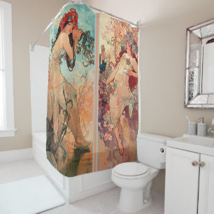Alphonse Mucha, The Four Seasons (1896) Shower Curtain