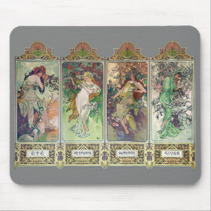 Alphonse Mucha , “ The four seasons ” Mouse Mat
