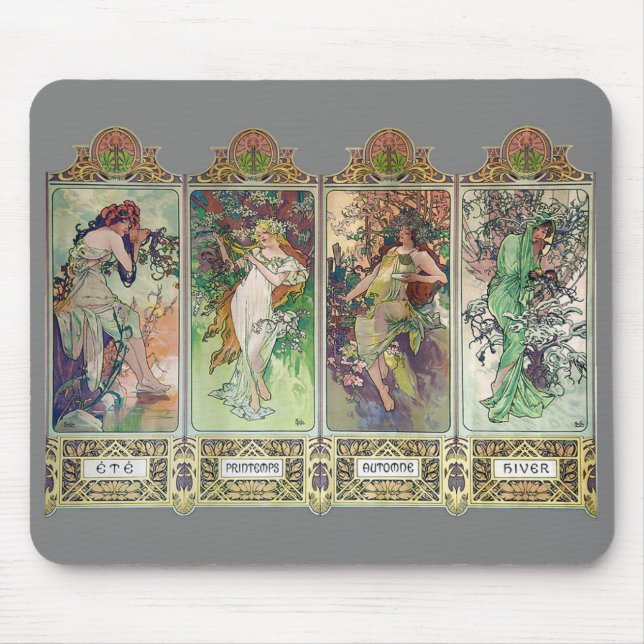 Alphonse Mucha , “ The four seasons ” Mouse Mat (Front)