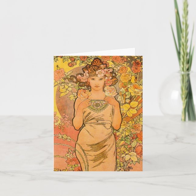 Alphonse Mucha The Rose Note Card (Front)
