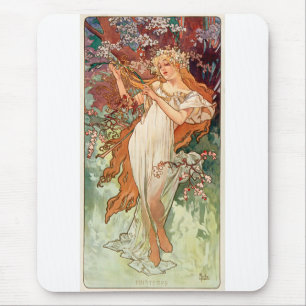 Alphonse Mucha, The Seasons (1896) Spring Mouse Mat