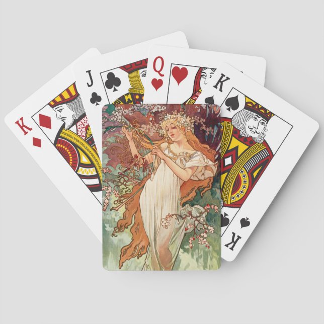 Alphonse Mucha, The Seasons (1896) Spring Playing Cards (Back)
