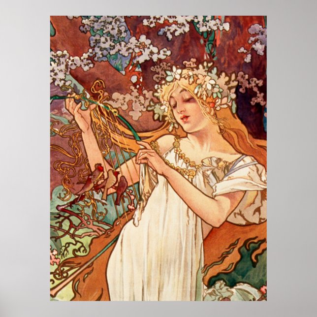 Alphonse Mucha, The Seasons (1896) Spring Poster (Front)
