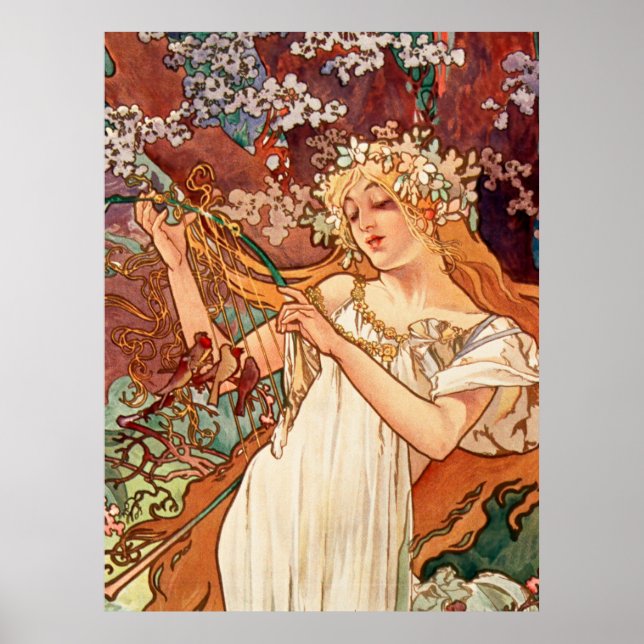 Alphonse Mucha, The Seasons (1896) Spring Poster (Front)
