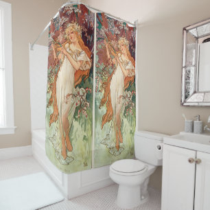 Alphonse Mucha, The Seasons (1896) Spring Shower Curtain