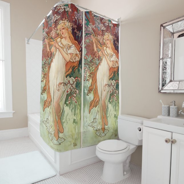 Alphonse Mucha, The Seasons (1896) Spring Shower Curtain (In Situ)