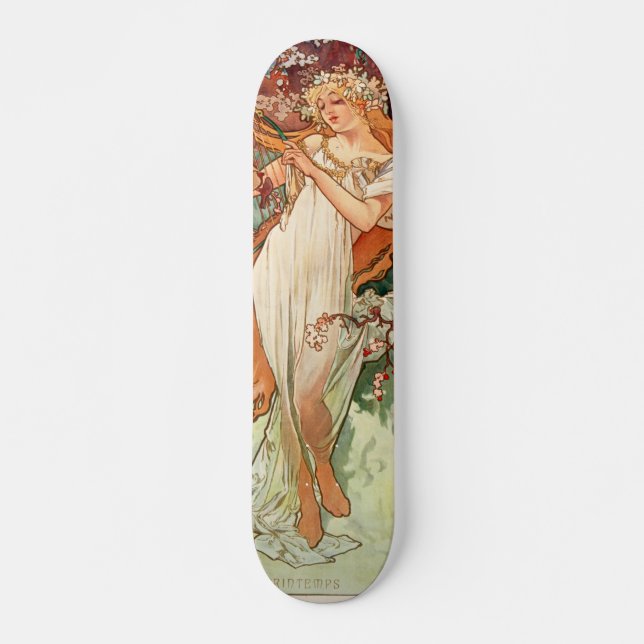 Alphonse Mucha, The Seasons (1896) Spring Skateboard (Front)