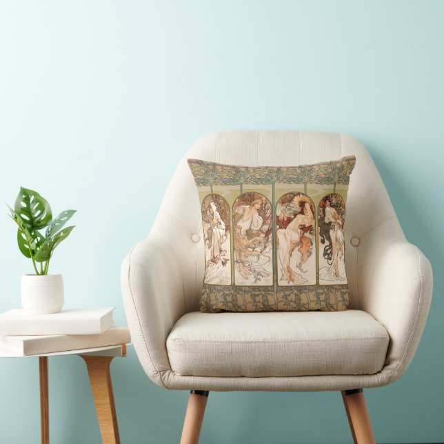 Alphonse Mucha The Seasons 1897 Art Nouveau Cushion (Chair)