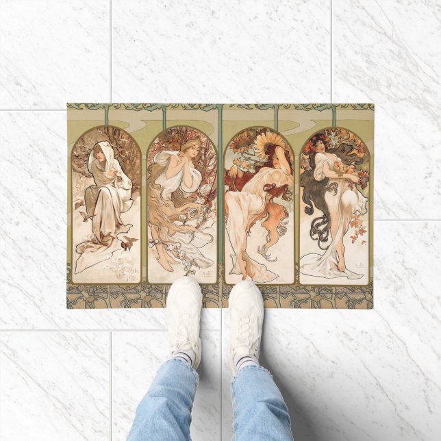 Alphonse Mucha The Seasons 1897 Art Nouveau Doormat (Indoor)