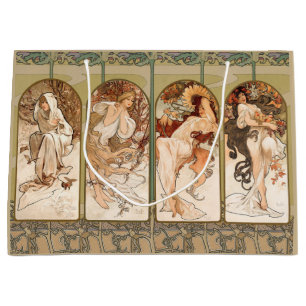 Alphonse Mucha The Seasons 1897 Art Nouveau Large Gift Bag