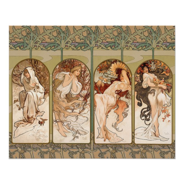 Alphonse Mucha The Seasons 1897 Art Nouveau Poster (Front)