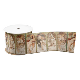 Alphonse Mucha The Seasons 1897 Art Nouveau Satin Ribbon