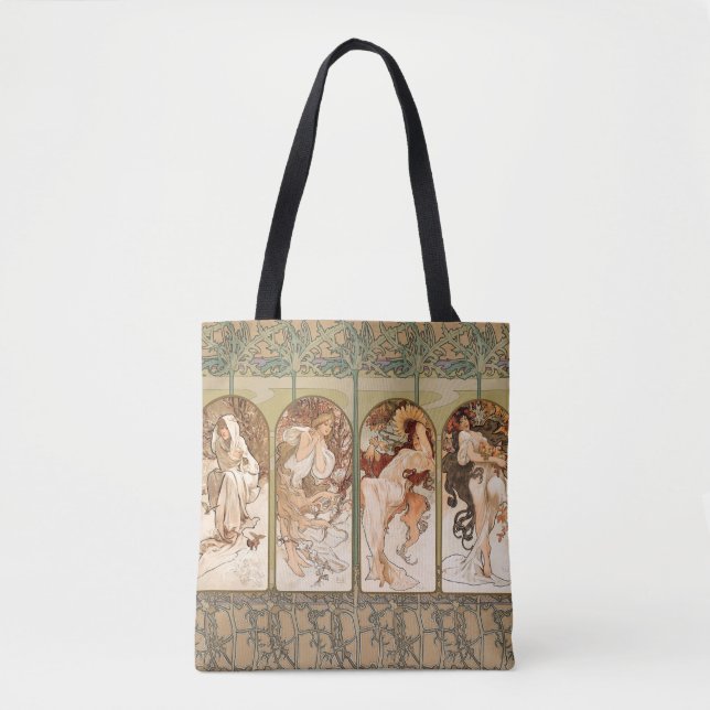 Alphonse Mucha The Seasons 1897 Art Nouveau Tote Bag (Front)