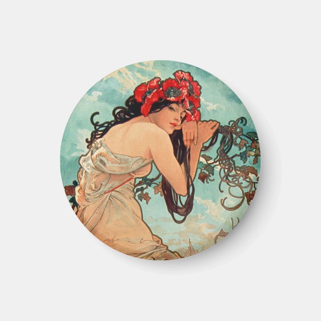 Alphonse Mucha, The Seasons, Summer (1896)  Magnet (Front)
