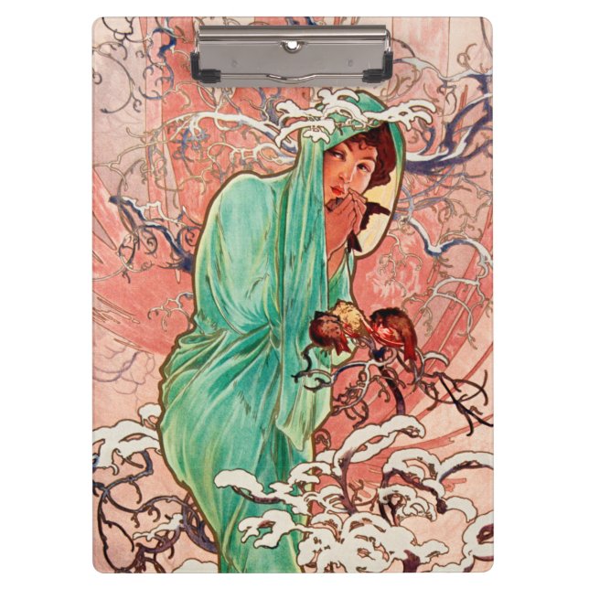 Alphonse Mucha, The Seasons, Winter (1896)  Clipboard (Front)