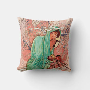 Alphonse Mucha, The Seasons, Winter (1896) Cushion