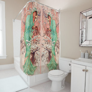 Alphonse Mucha, The Seasons, Winter (1896) Shower Curtain