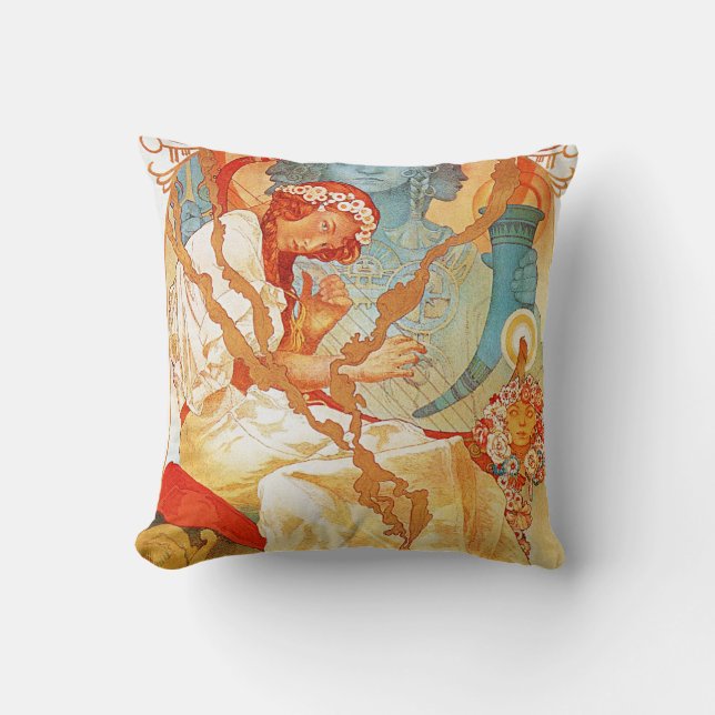 Alphonse Mucha The Slav Epic Throw Pillow (Front)