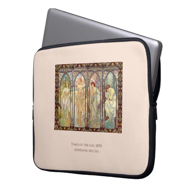 Alphonse Mucha -The times of the day Laptop Sleeve (Front Left)