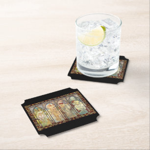 Alphonse Mucha -The times of the day  Paper Coaster