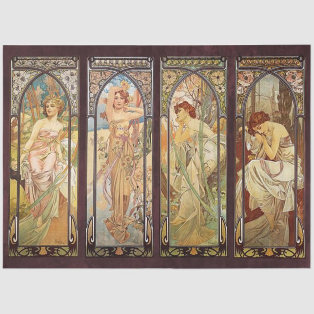 Alphonse Mucha, The Times of the Day Tissue Paper (Front)