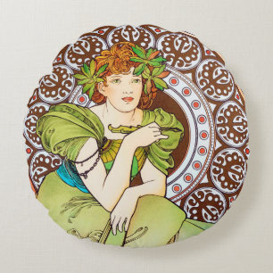 Alphonse Mucha Throw Pillow