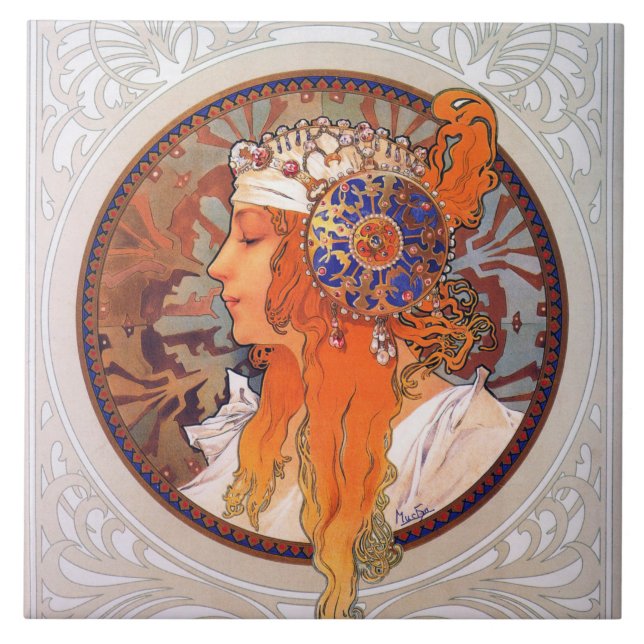 Alphonse Mucha Tile (Front)