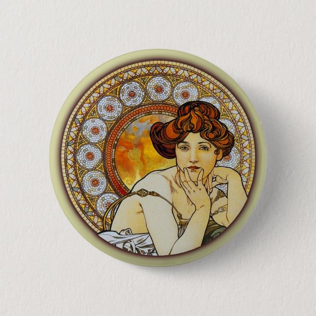 Alphonse Mucha - Topaz 6 Cm Round Badge (Front)
