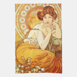 Alphonse Mucha Topaz Kitchen Towel