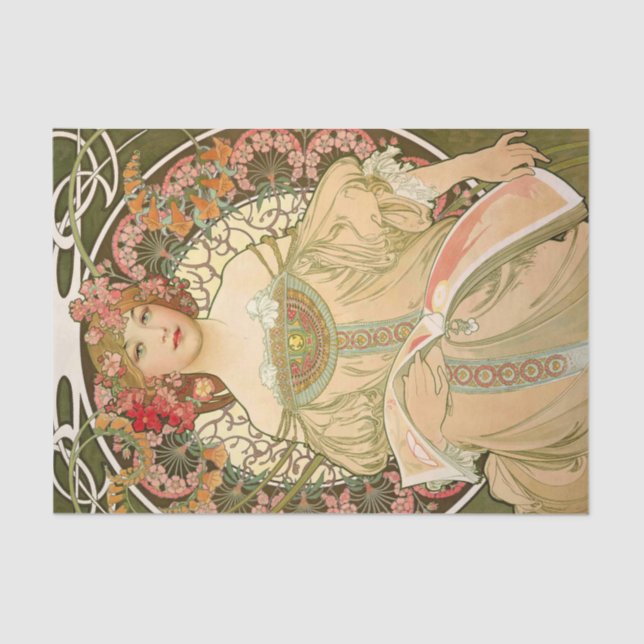 Alphonse Mucha Vintage Antique Decoupage Paper  (Front)