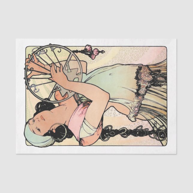 Alphonse Mucha Vintage Antique Decoupage Paper  (Front)