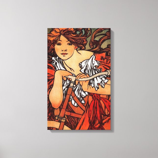 Alphonse Mucha Vintage Bicycle Canvas Poster (Front)