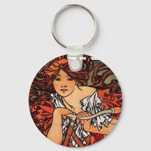 Alphonse Mucha Vintage Bicycle Key Ring