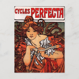 Alphonse Mucha Vintage Bicycle Postcard