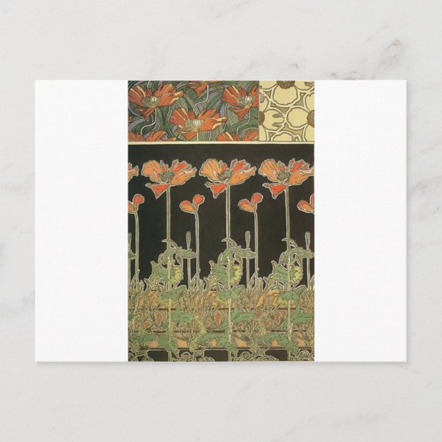 Alphonse Mucha Vintage Popular Art Nouveau Poppies Postcard (Front)