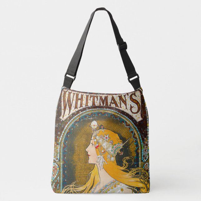 Alphonse Mucha Vintage Whitman's Ad Crossbody Bag (Front)