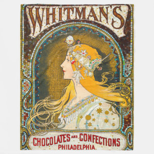 Alphonse Mucha Vintage Whitman's Ad Fleece Blanket