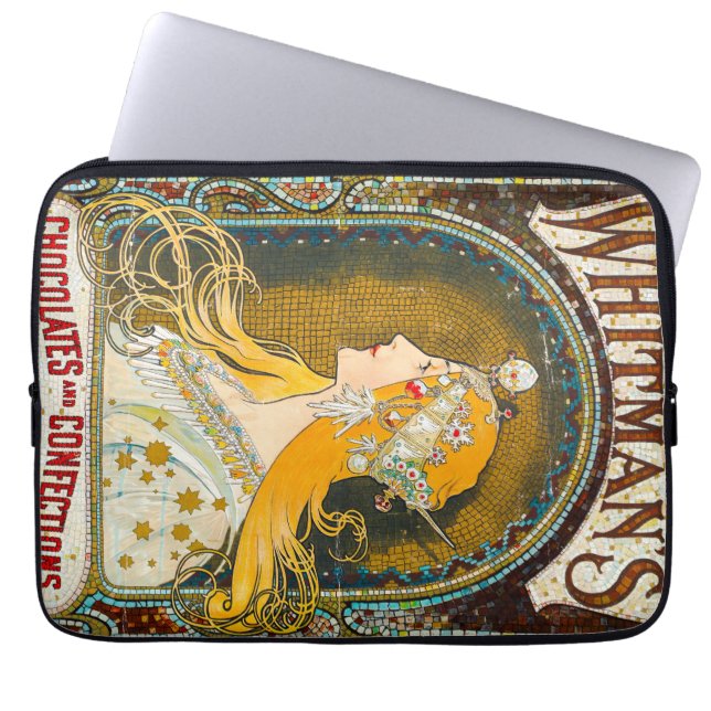 Alphonse Mucha Vintage Whitman's Ad Laptop Sleeve (Front)