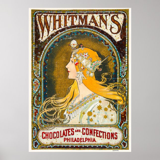 Alphonse Mucha Vintage Whitman's Ad Poster (Front)