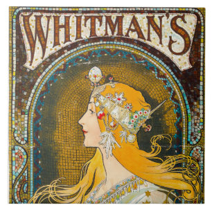 Alphonse Mucha Vintage Whitman's Ad Tile