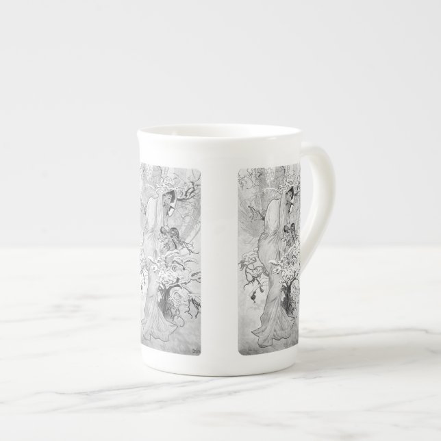 Alphonse Mucha Winter GS II WB Bone China Mug (Front Right)