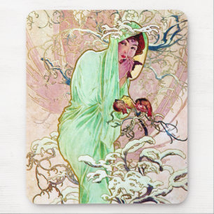 Alphonse Mucha Winter II Mouse Mat