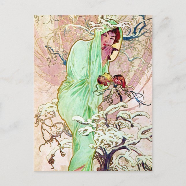 Alphonse Mucha Winter II Postcard (Front)